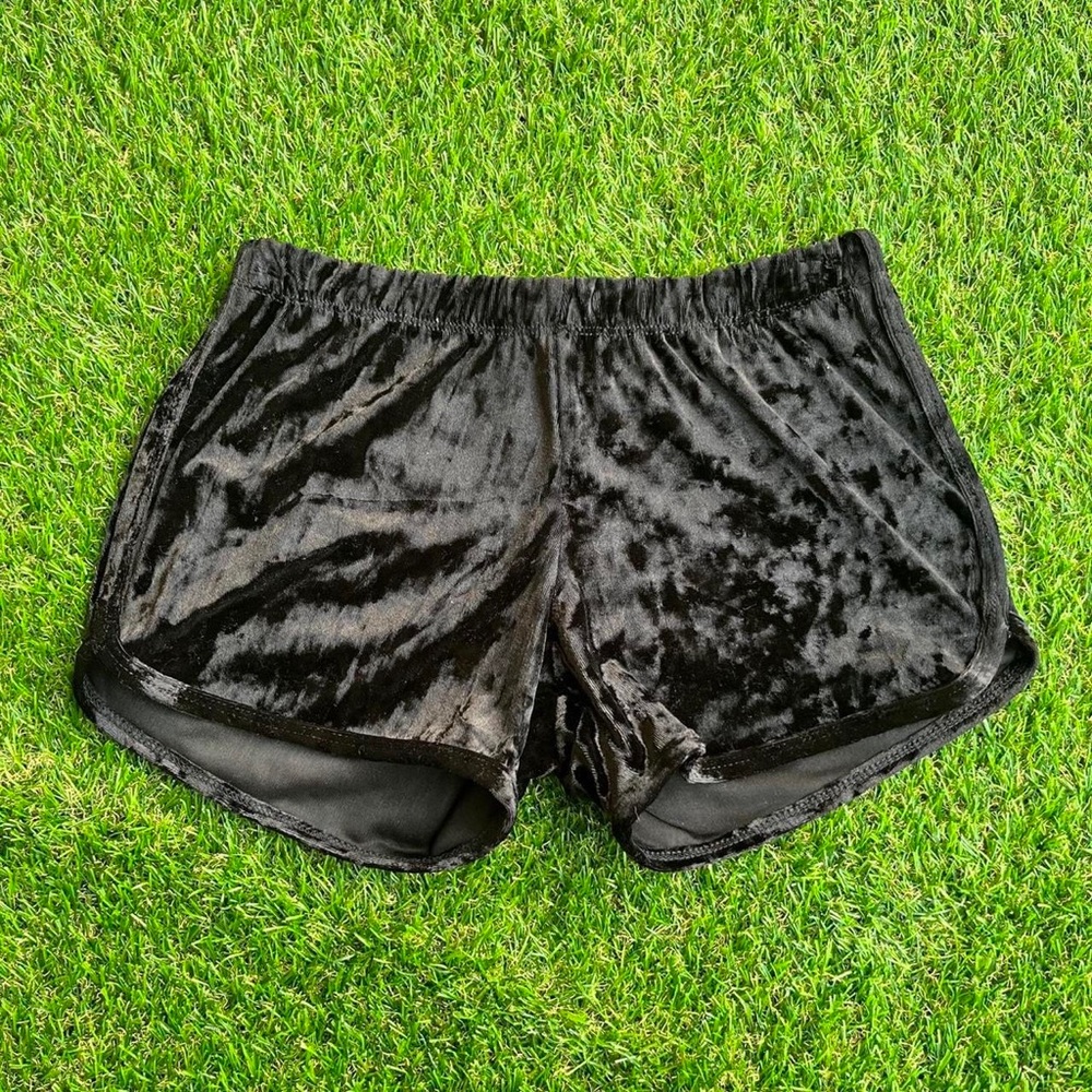 Black velvet shorts